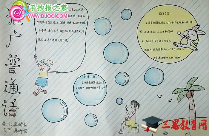 推广普通话手抄报设计图片模板