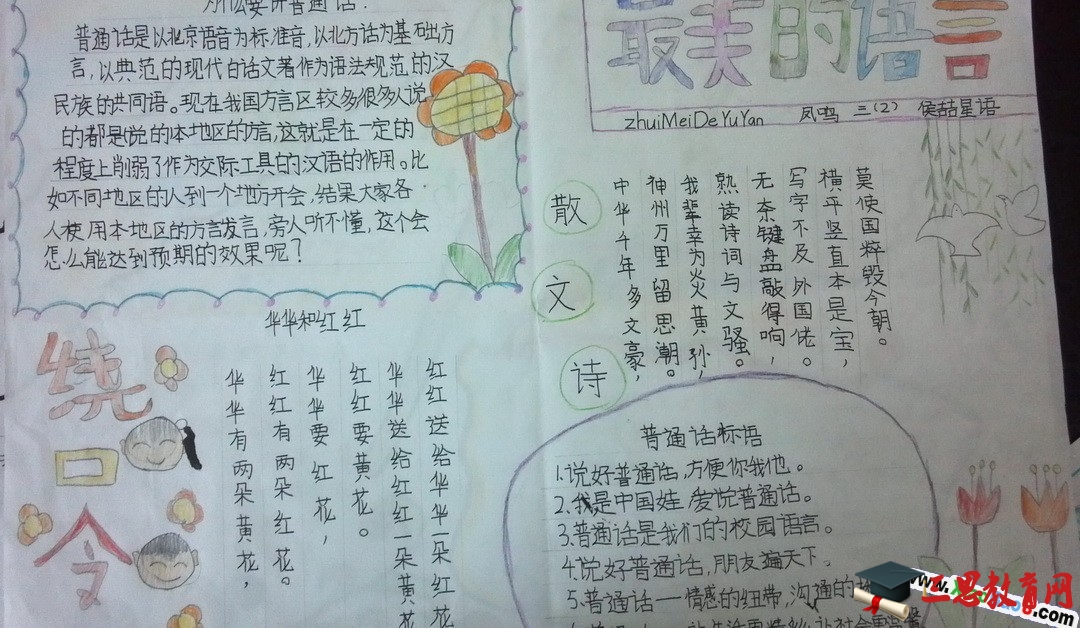 小学普通话手抄报图片